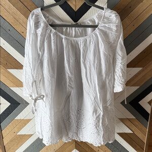 Valentina Naldi White Eyelet Flowy Top